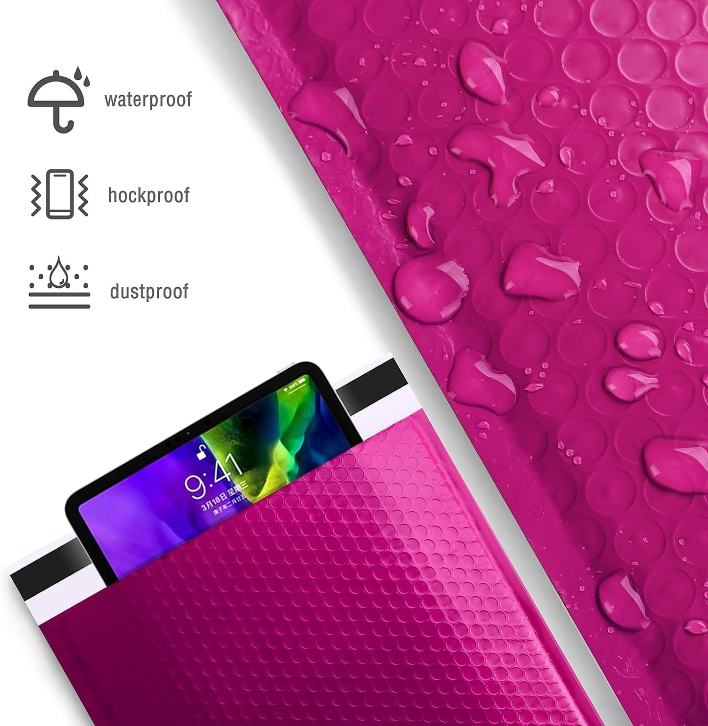 Metronic Bubble Mailers 10.5x16 500 Pack Large Pink Bubble Mailers Waterproof Thick Padded Envelopes for Packaging, Makeup, Gift, Mailing, Shipping, Small Items Supplies