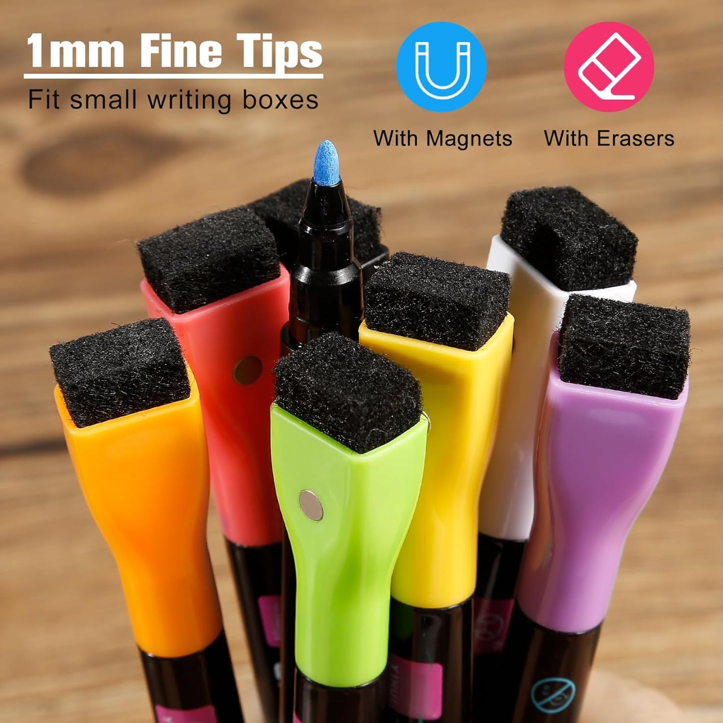 Magnetic Liquid Chalk Markers Wet Erase Markers for Acrylic Calendar Planning Board Clear Glass Whiteboard Window/Mirror Christmas Halloween LED Note Board, 8 Pack, 8 Vibrant Color, 1mm Fine Tip