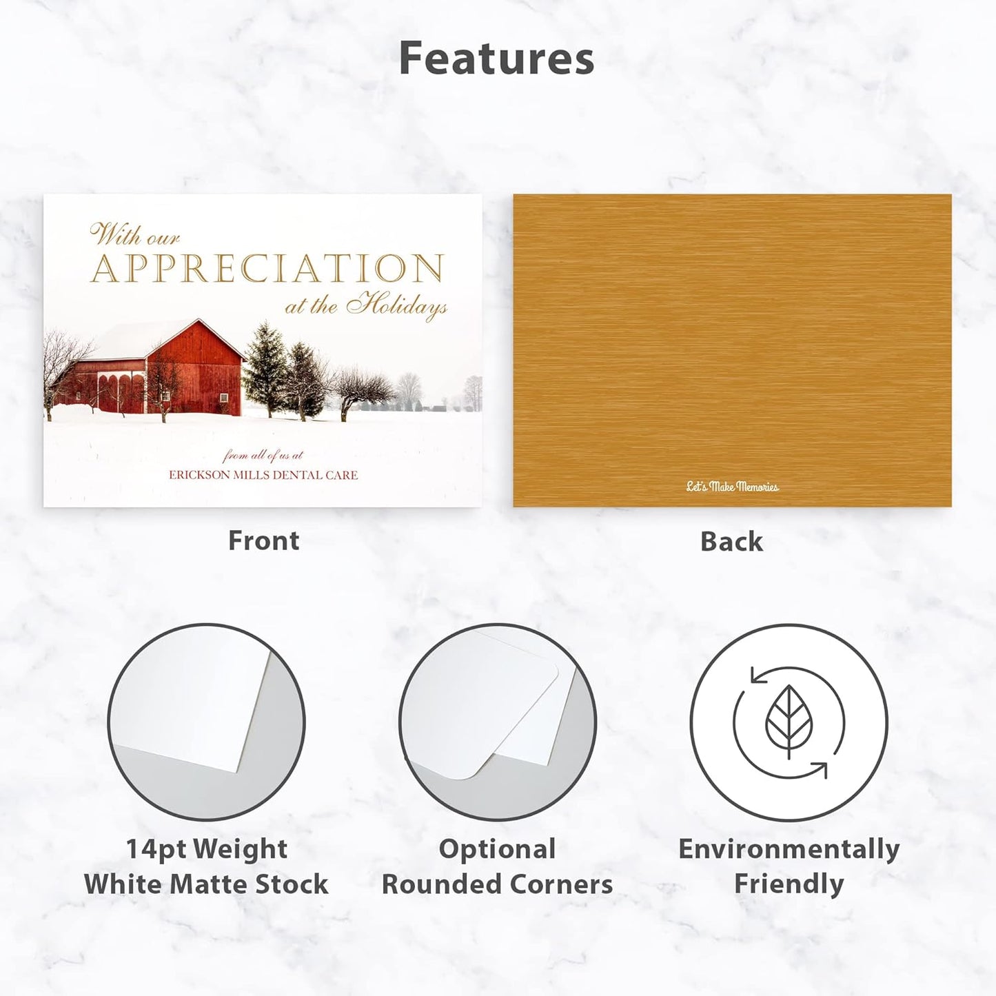 Let's Make Memories Personalized Business Christmas Cards with Envelopes - Premium Quality - 5x7-2025 Holiday Cards & White Envelopes - Country Escape - 125 ct