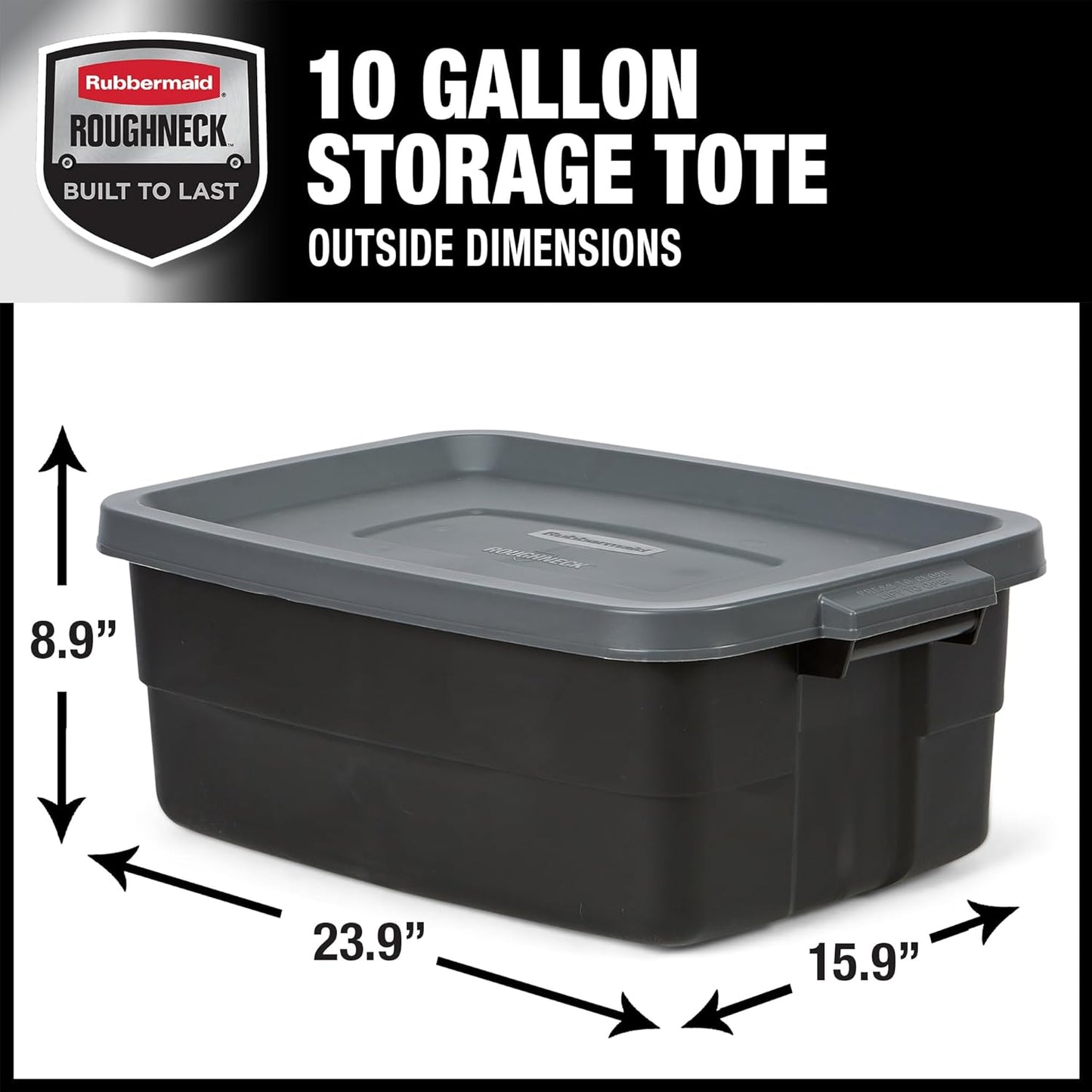 Rubbermaid 3-Pack Garage Storage Bins 18x12 Inch Heavy Duty Storage Bins, Large Capacity - USA Made Stackable Plastic Bins with Lids Black