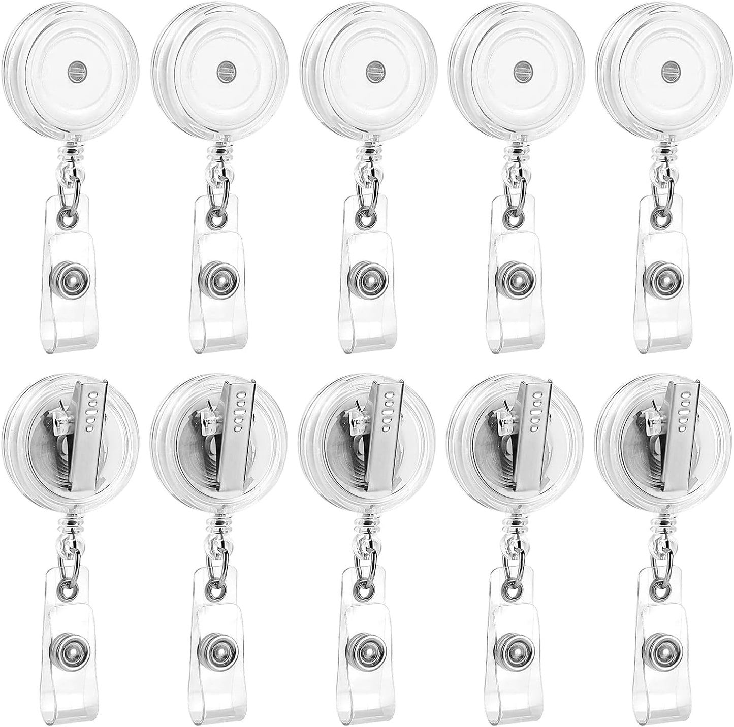 25 Pack Badge Reels Retractable with Swivel Alligator Clip Retractable Badge Holder Reels for Students, Teachers, Office Workers (Translucent Clear)