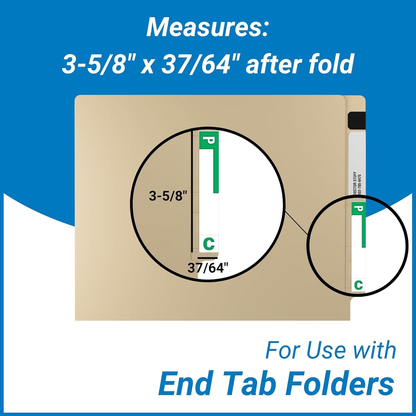 Doctor Stuff - File Folder Labels, Alphabet Letters, C/P, Compatible with Smead NCC - SNCC Series Alpha Stickers Dark Green, 1-5/32" x 3-5/8, 100/Package