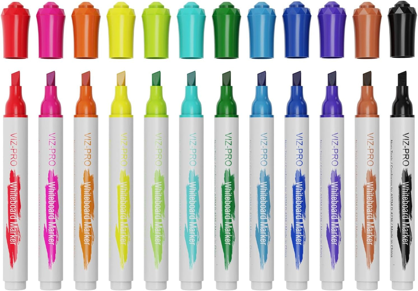 VIZ-PRO Dry Erase Markers, Chisel Tip, Assorted Colors, 12-Count Low-Odor Whiteboard Pens