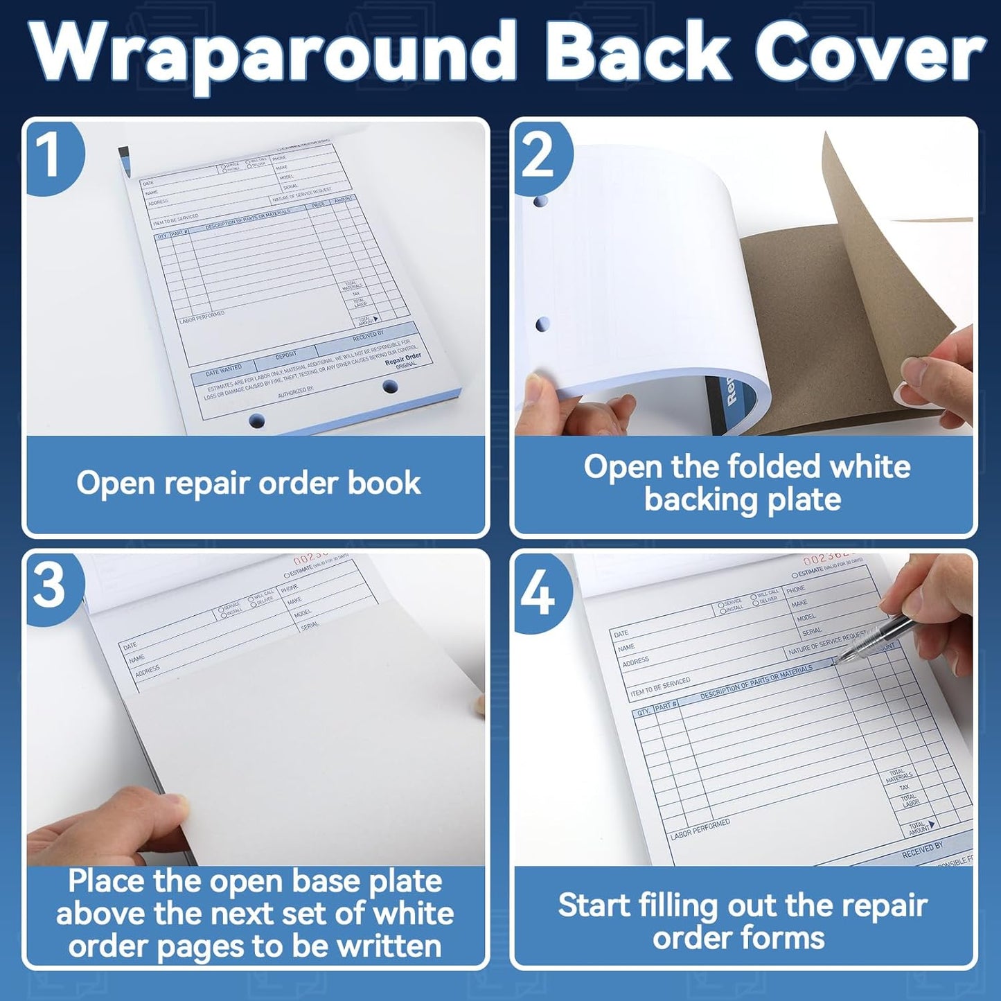 gisgfim 6 Pad Repair Order Book 2 Part Carbonless Receipt Books Consecutively Numbered with Claim Check Stub Invoice Receipts Book Work Order Form Receipt Book Orders for Small Business 50 Set per Pad