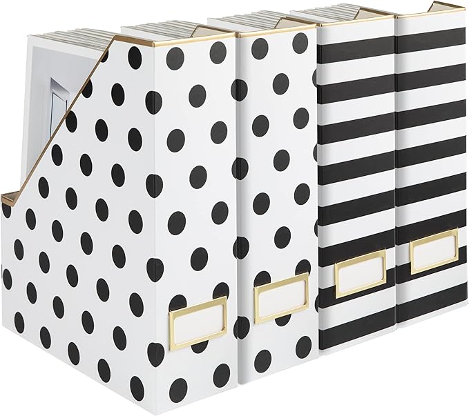 BLU MONACO | Cardboard Magazine File Holder Set of 4 | Vertical Magazine File by Blu_Monaco