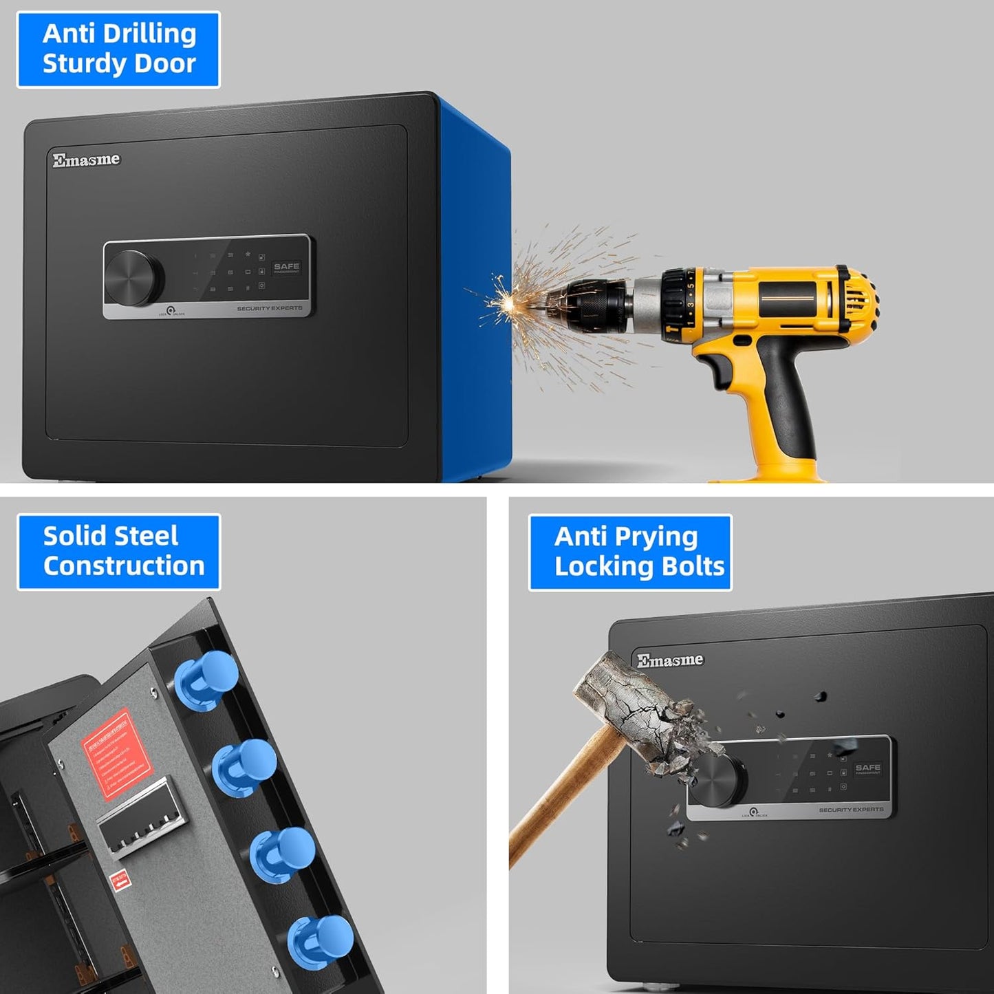 Safety Box, Small Safes for Home Lock Box with Electronic Keypad，Safe with Removable Shelf for Cash, Jewelry, Documents,Digital Security Safe for Office Hotel and Personal Use (Digital - 1.6 CUFT)