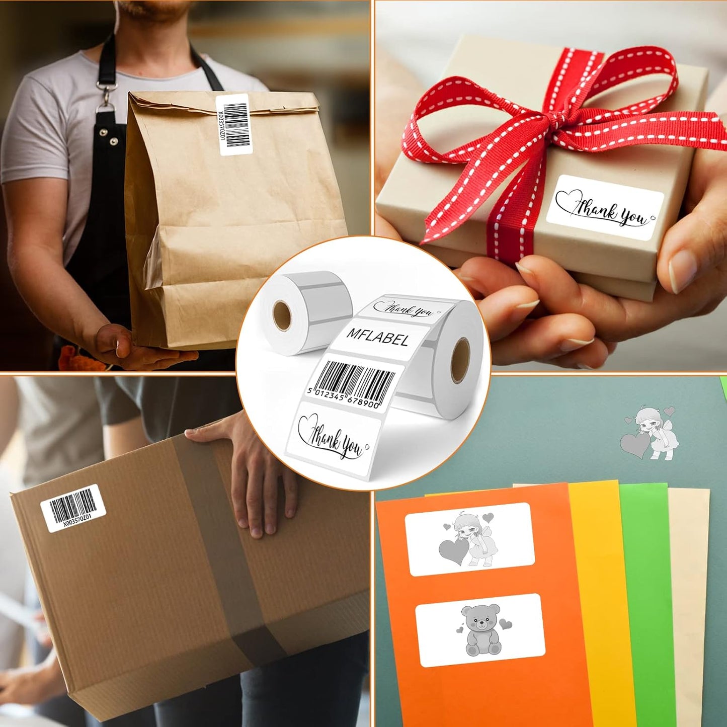MFLABE 840 Rolls of 1000 2-1/4 x 1-1/4 Inch Direct Thermal Perforated Shipping Labels,SKU Labels