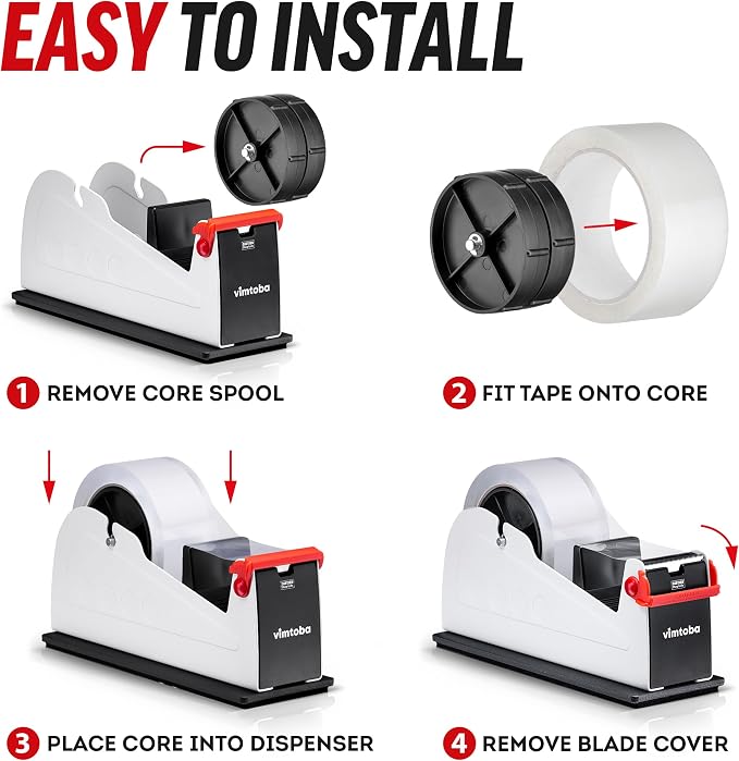 Heavy Duty 2-Inch Desktop Tape Dispenser, Dual Roll, Non-Slip Base - Image 6