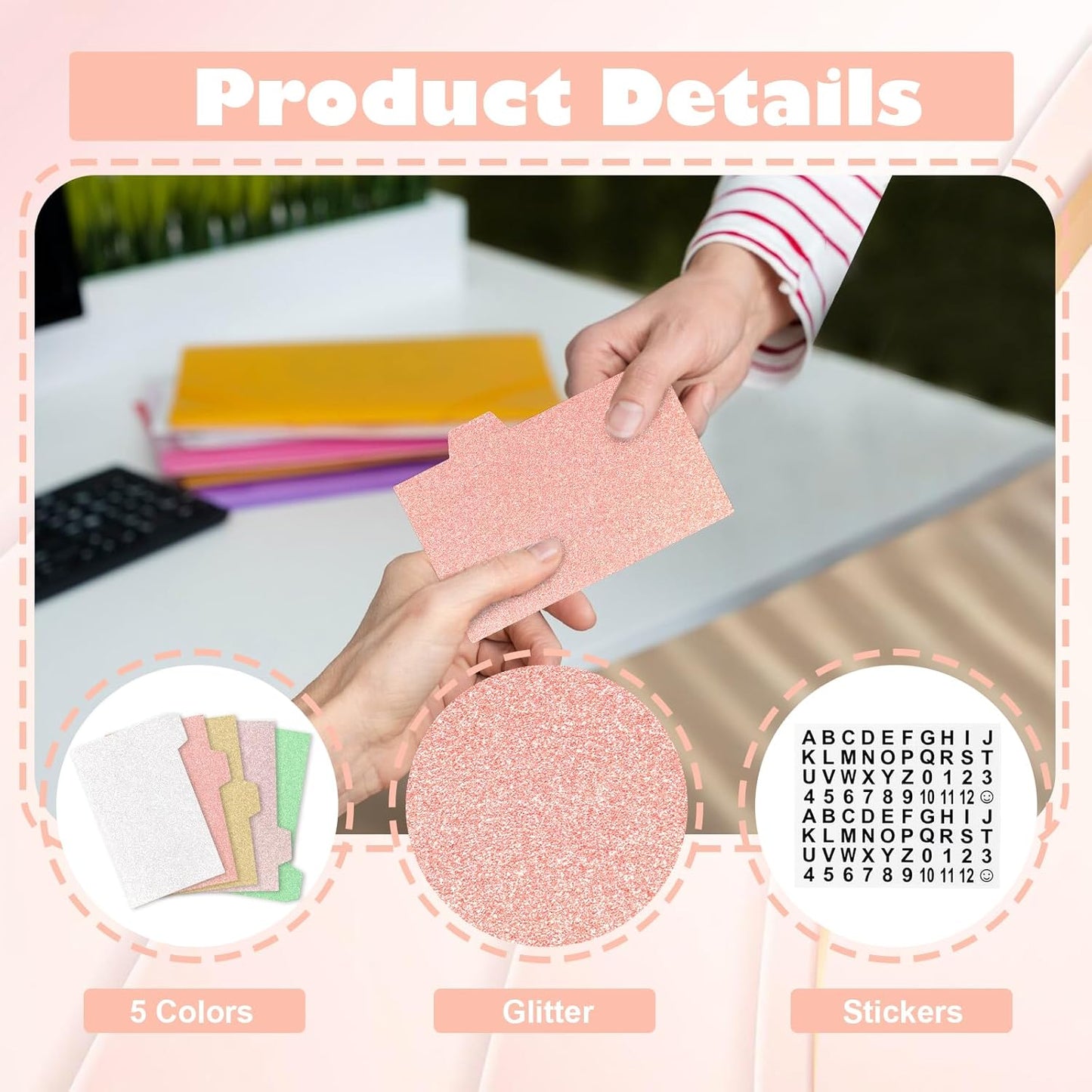 Index Card Dividers 3×5 Index Cards Guide Dividers with Alphabet Stickers Tab Dividers Recipe Guides Colorful Blank Flash Cards Study Cards for Recipe cards School Learning Office (100)