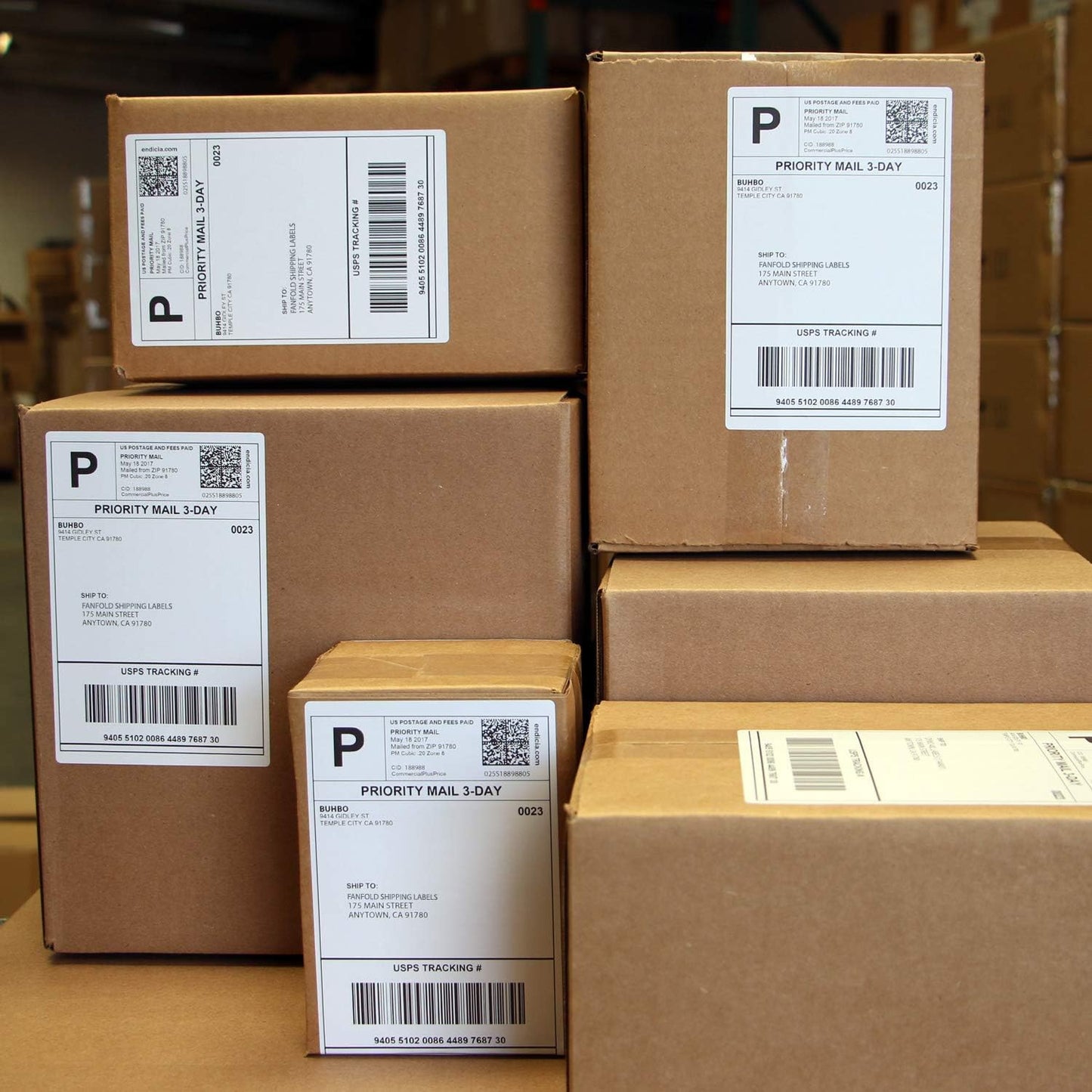 Buhbo 4" x 6" Direct Thermal Labels - Perforated BPA Free - Compatible with Zebra & Rollo Printer - Commercial Grade Shipping (1000 Fanfold Labels)