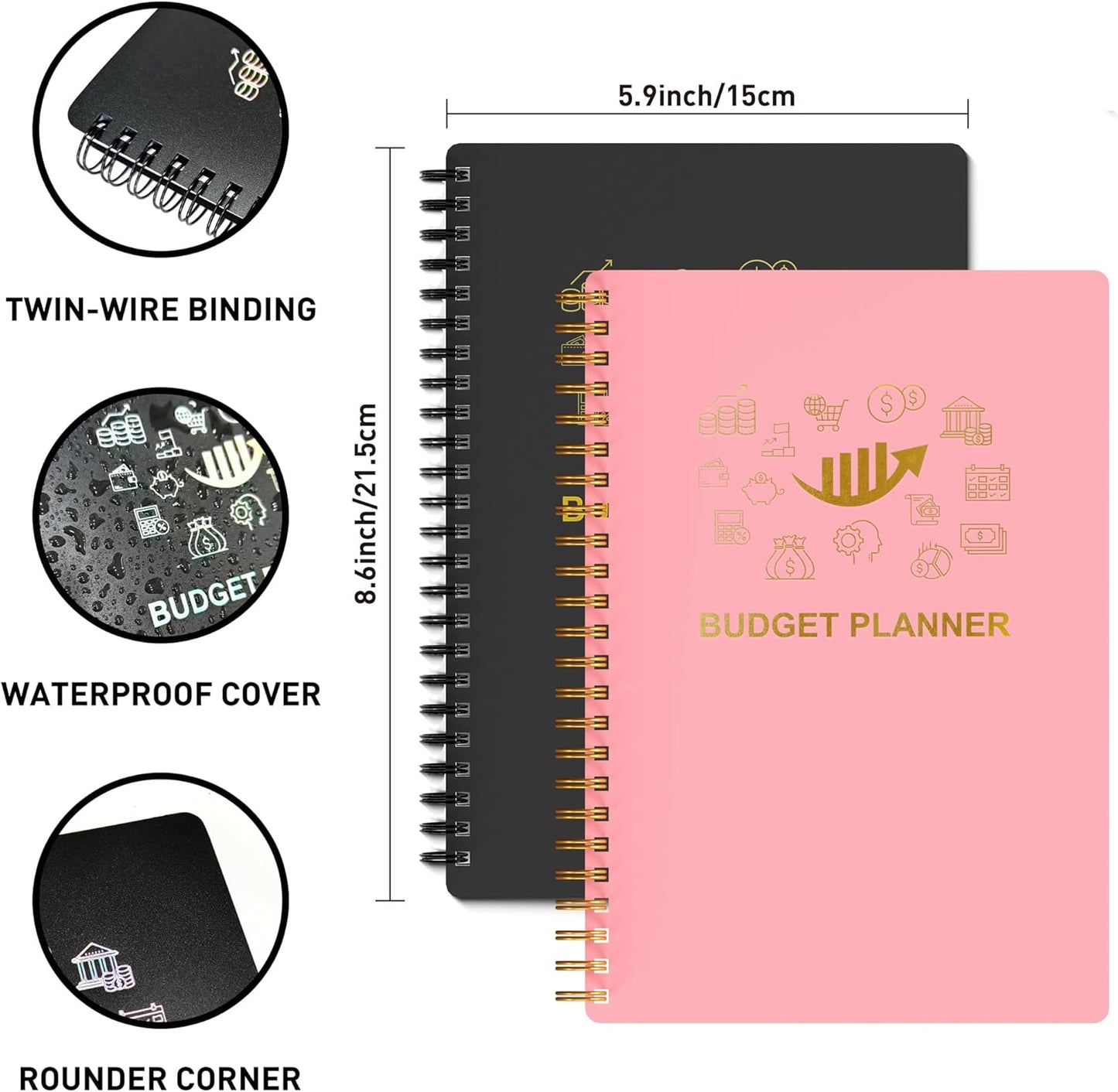 Budget Planner - Monthly Finance Organizer with Expense Tracker Notebook to Manage Your Money Effectively, Undated Finance Planner/Account Book, Start Anytimem,A5(8.6x5.9 inchs),100gsm Paper - Pink