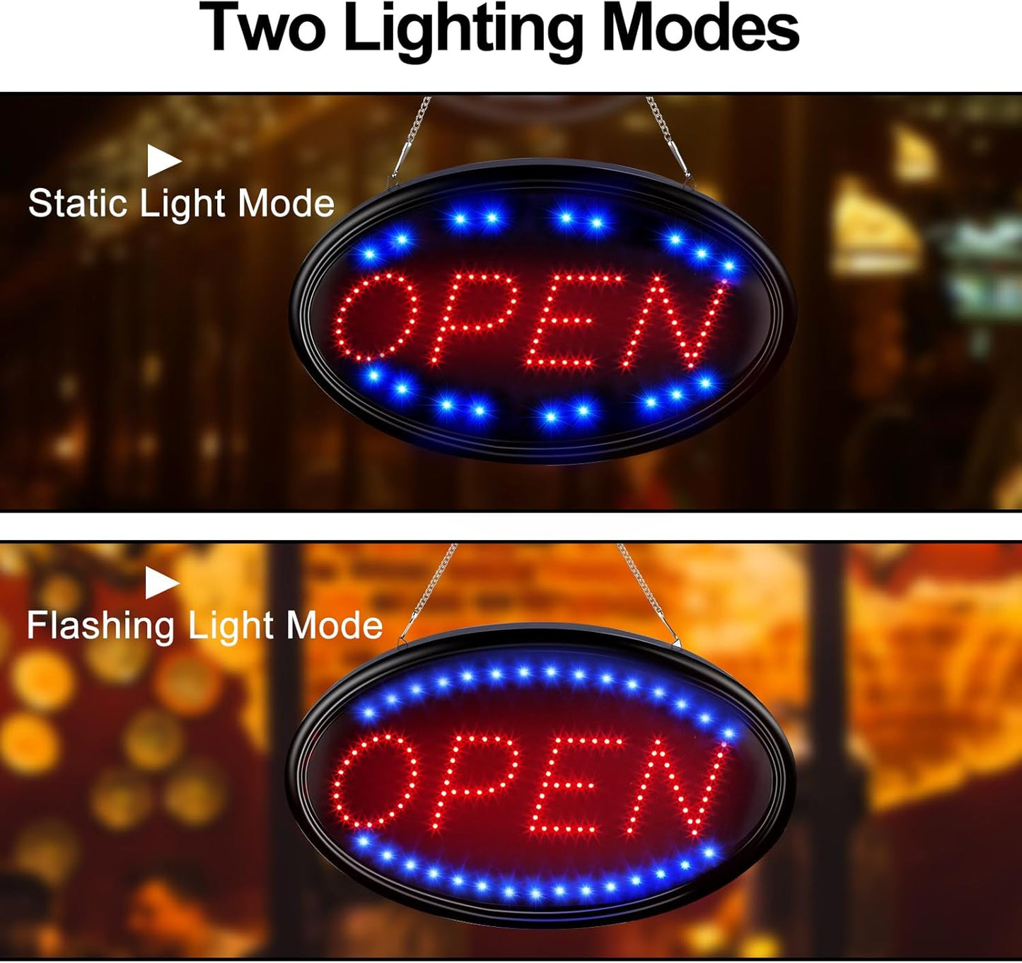 LED Open Sign, FITNATE Large 23x14 inch Business Open Sign with Remote Electric Display Light,2 Modes Flashing & Steady Lights for Business, Shop, Bar, Hotel