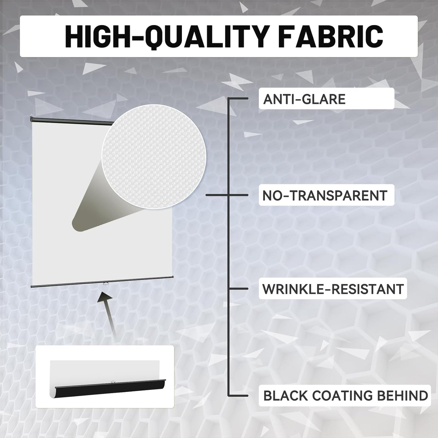 RAUBAY Retractable Pull Down White Screen Backdrop - 78.7" x 86.6" Collapsible Wall-Mount Background for Professional Video Production, Photography, TikTok and Video Conferencing