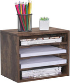 Snughome Vintage Wood File Organizer Desktop, 13.4’’ Document Letter Mail Tray - Image 7