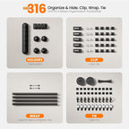 EUREKA ERGONOMIC Metal 316 PCS Cable Management Organizer Kit Cable Raceways - Image 4