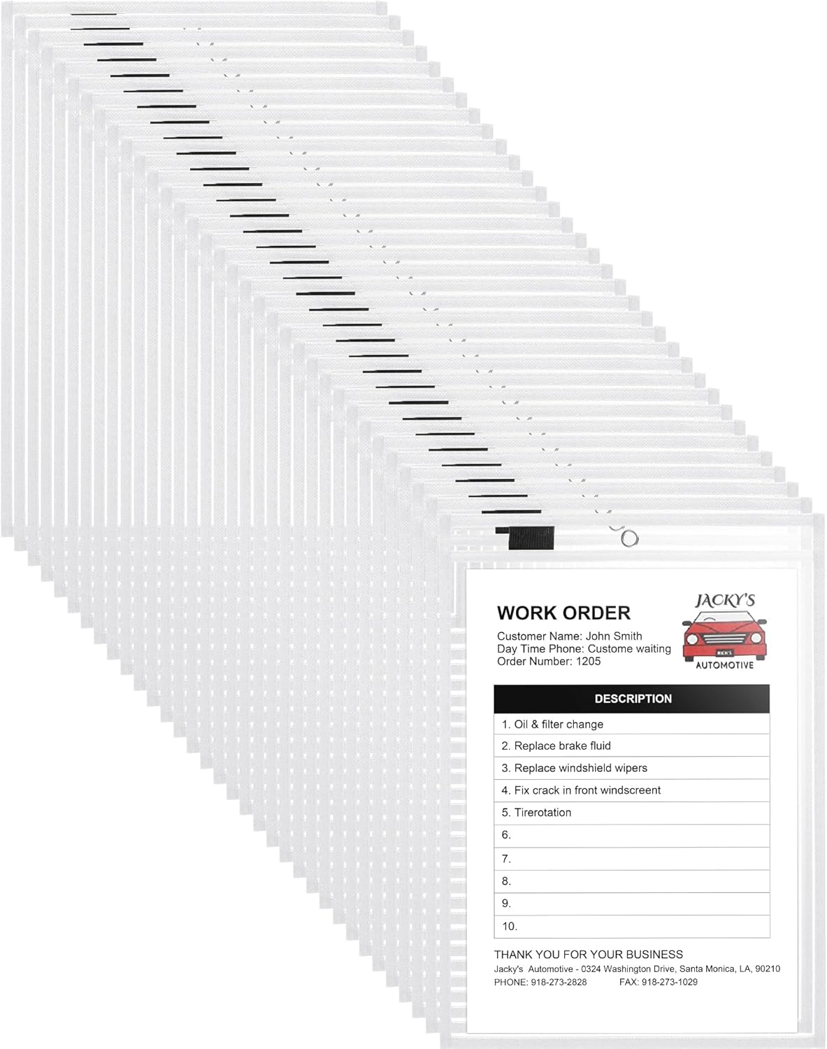 Nezyo Dry Erase Pockets Plastic Job Ticket Holders Shop Holder Order Pockets Clear Sleeves Tickets Folders Plastic Sleeves Paper Teacher Supplies for Classroom(14 x 10 in,White,50 Pcs)