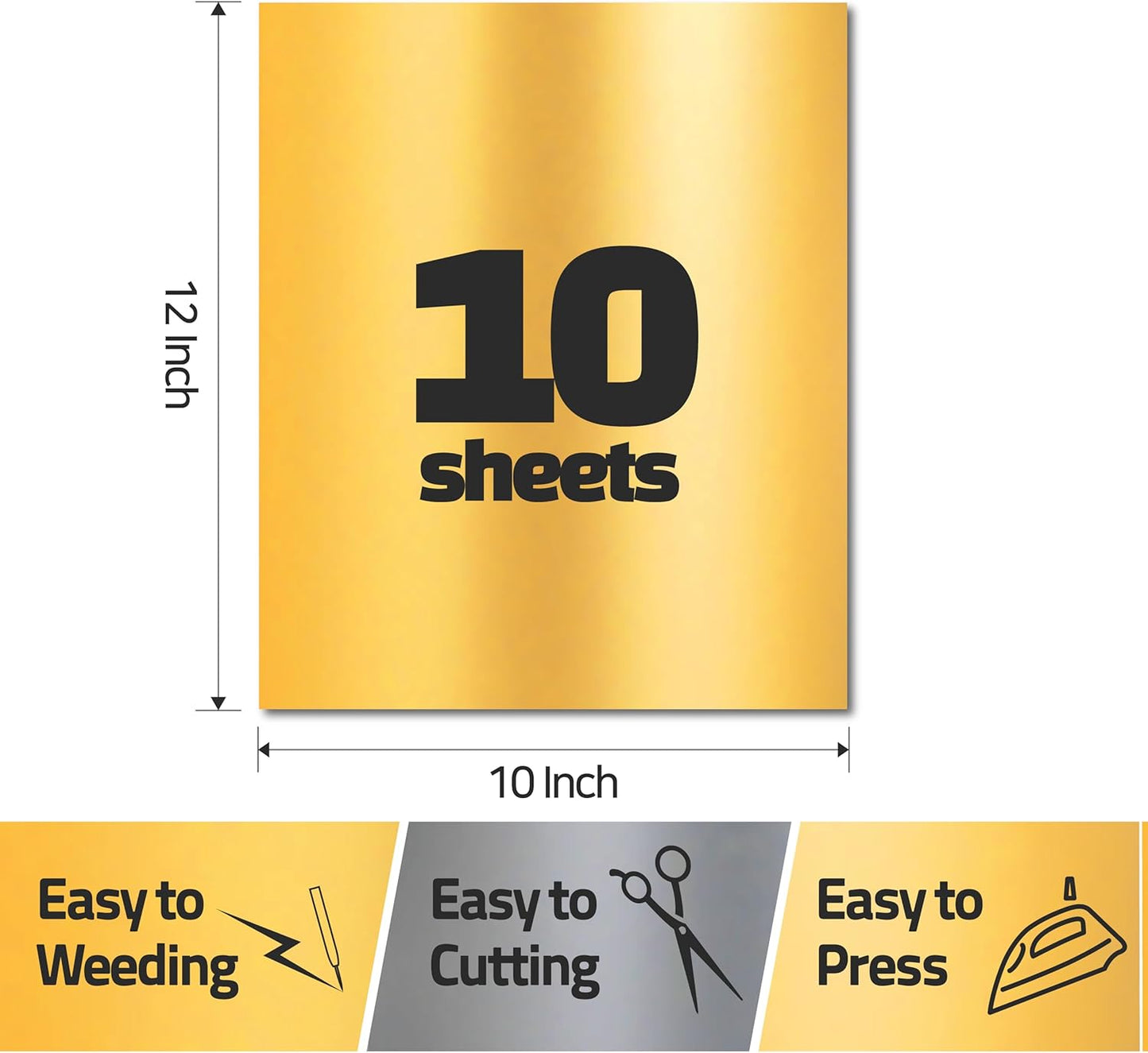 3D Puff Vinyl Heat Transfer 10" x 12" - 10 Sheets Foaming HTV Gold Colors Bundle/Variety Pack, Adhesive Vinyl, Iron-On Transfer, Heat Press with Cricut Silhouette Cameo