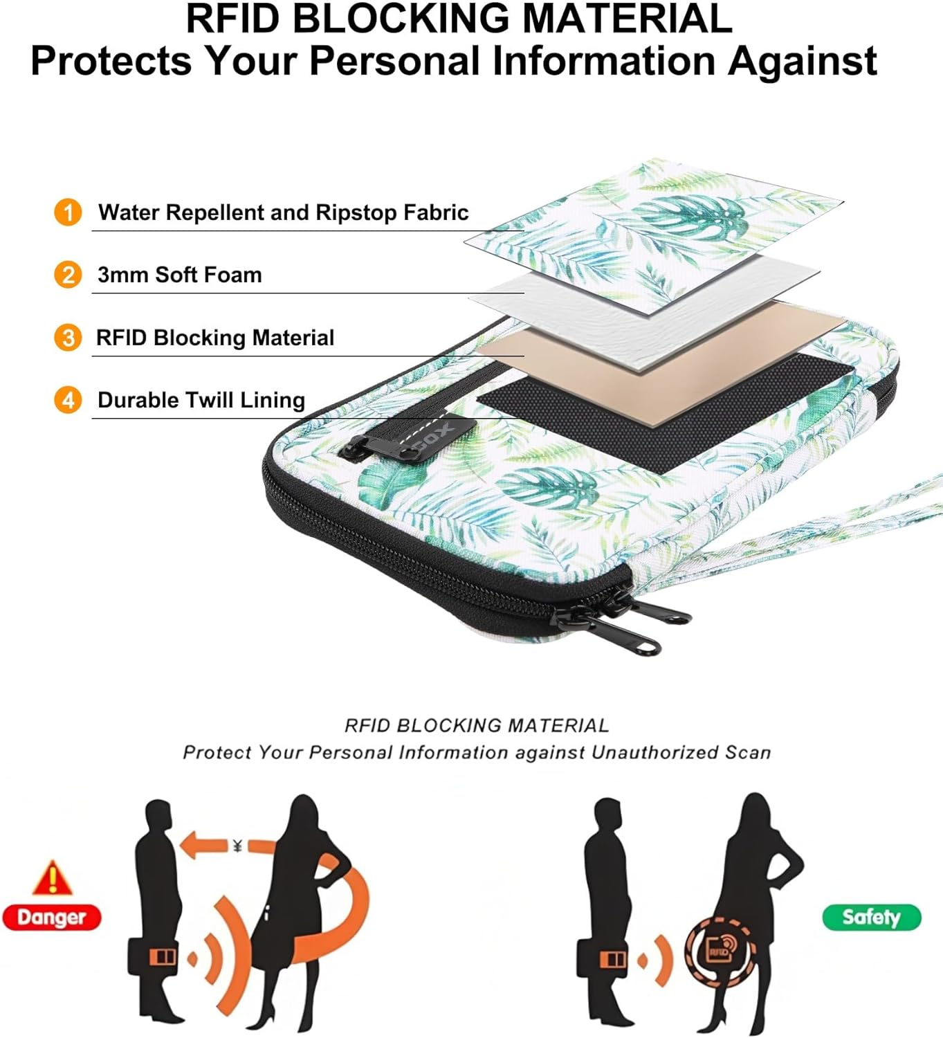 Neck Wallet RFID Blocking Family Passport Holder Organizer Case Travel Pouch (Forest)