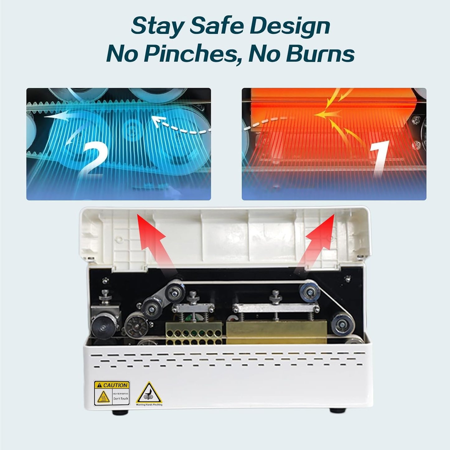 Continuous Heat Sealing Machine for Plastic/Mylar Bags, with Digital Temperature Control, Lightweight Horizontal Bag Sealer for Food Storage, Kitchen, Bakery, Snacks (Sealing Machine with Platform)