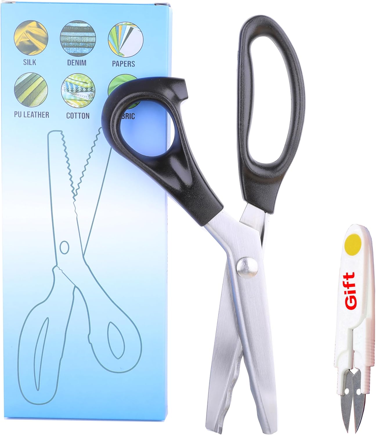 Strong & Sharpe Pinking Shears,Pinking Shears Scissors for Fabric, Serrated and Scalloped Scissors Fabric,3mm,5mm,7mm (Wavy 18mm)