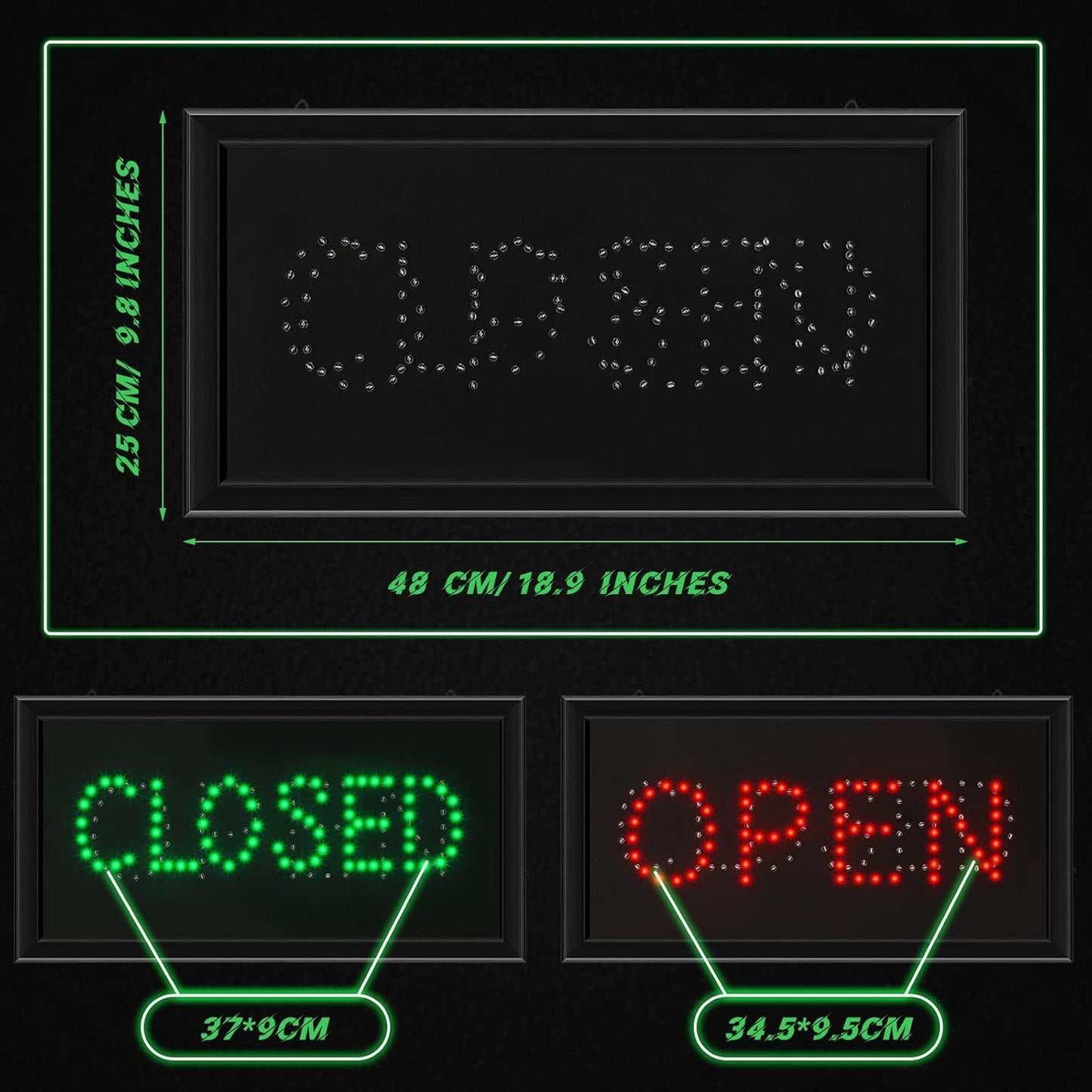 Open Closed Signs for Business LED Open Closed Sign Light Open and Closed Sign Display Closed Neon Sign Coffee Open Sign for Bar Pizza Store Restaurant Hotel ATM Party Supplies,18.9 x 9.8 Inches