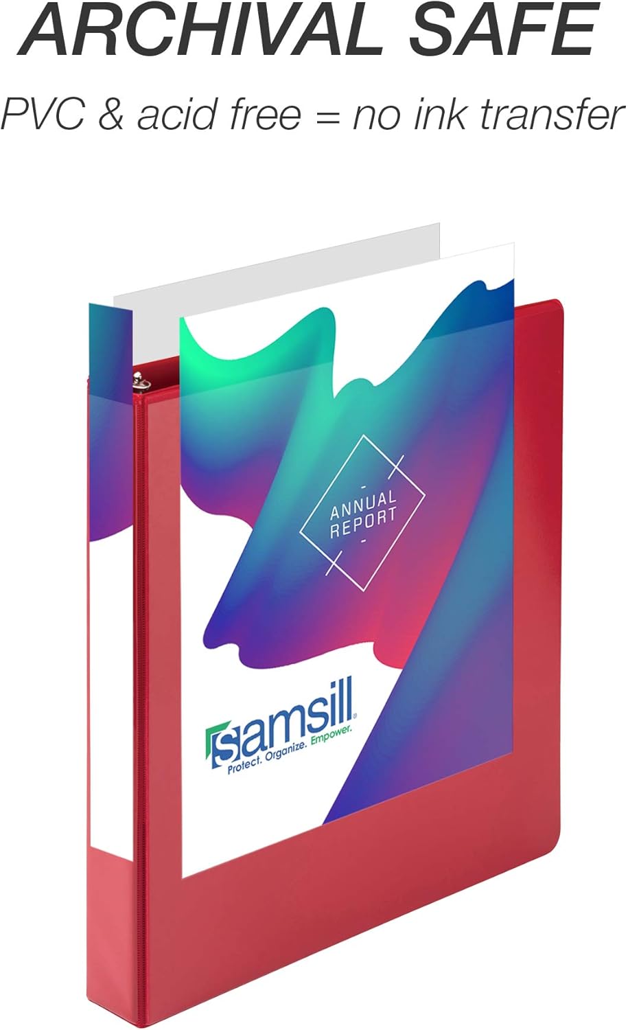 Samsill Durable 1 Inch Binder, Made in The USA, Round Ring Customizable Clear View Binder, Red, 8 Pack (MP88433)