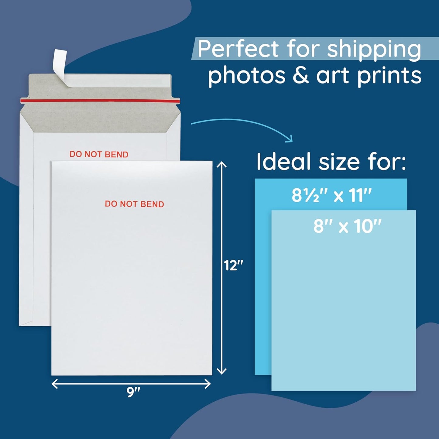 Blue Summit 100 Pack Rigid Mailers 9x12, Heavy Duty 450 GSM Cardboard Envelopes, Do Not Bend Photo Mailers, Cardboard Envelopes for cards, Paper Document, and Magazine