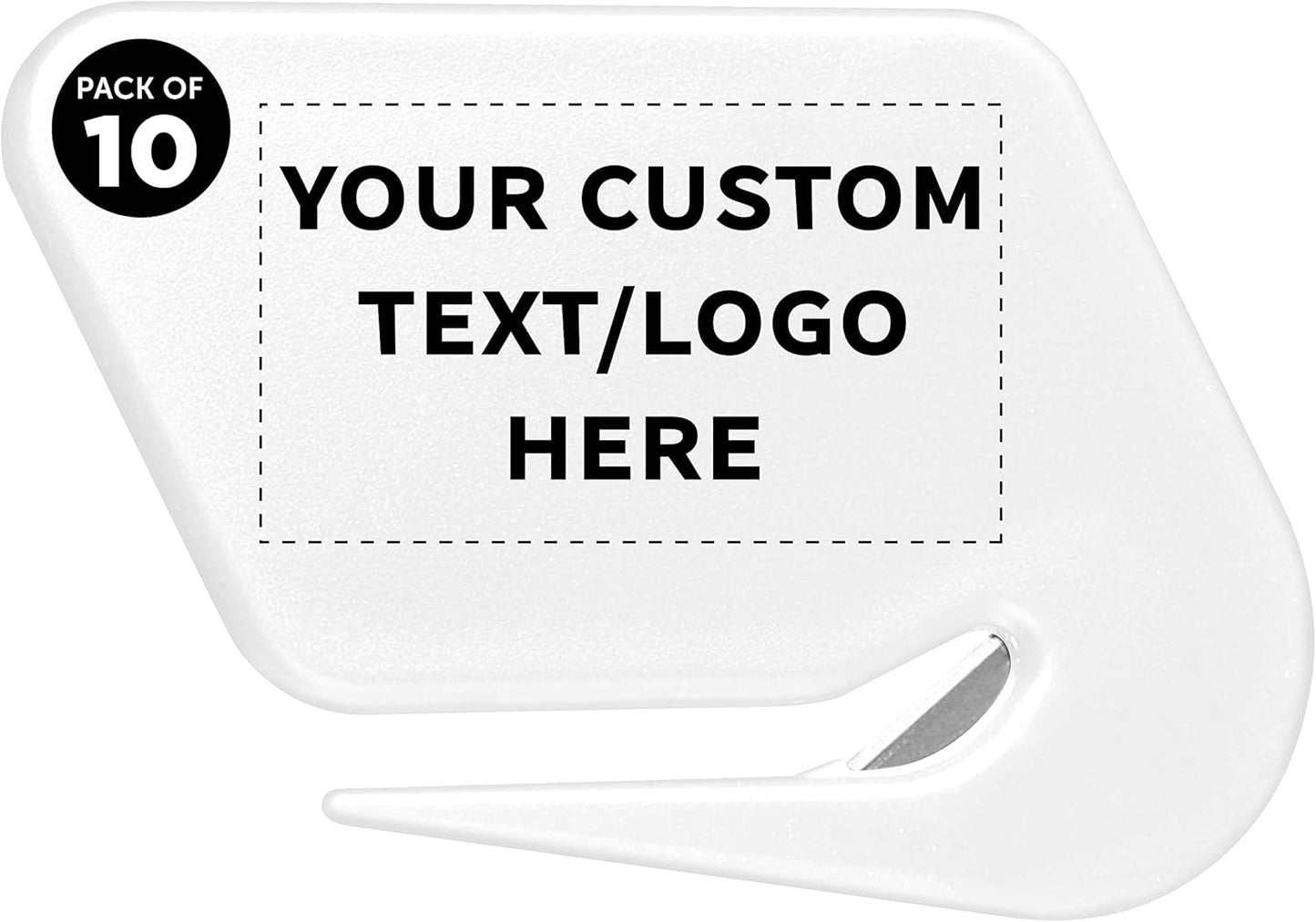 Custom Translucent Plastic Letter Openers Set of 10, Personalized Bulk Pack - Perfect for Home or Office - White