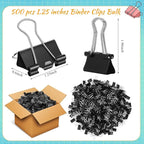 Jetec 500 Pieces 1. 25 Inch Black Binder Clips Bulk Large Paper Clamps Metal - Image 2