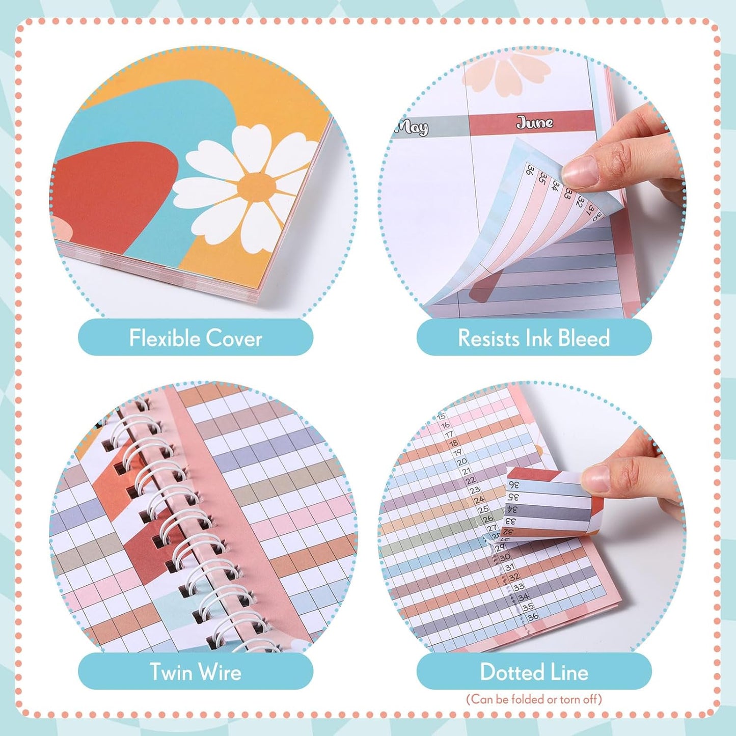 Teacher Record Book Teacher Grade Books 2025-2026 Spiral Bound Record Class Grade Book Office Favors Gift for Classroom Attendance Supplies Decoration Double Sided(Retro Groovy)