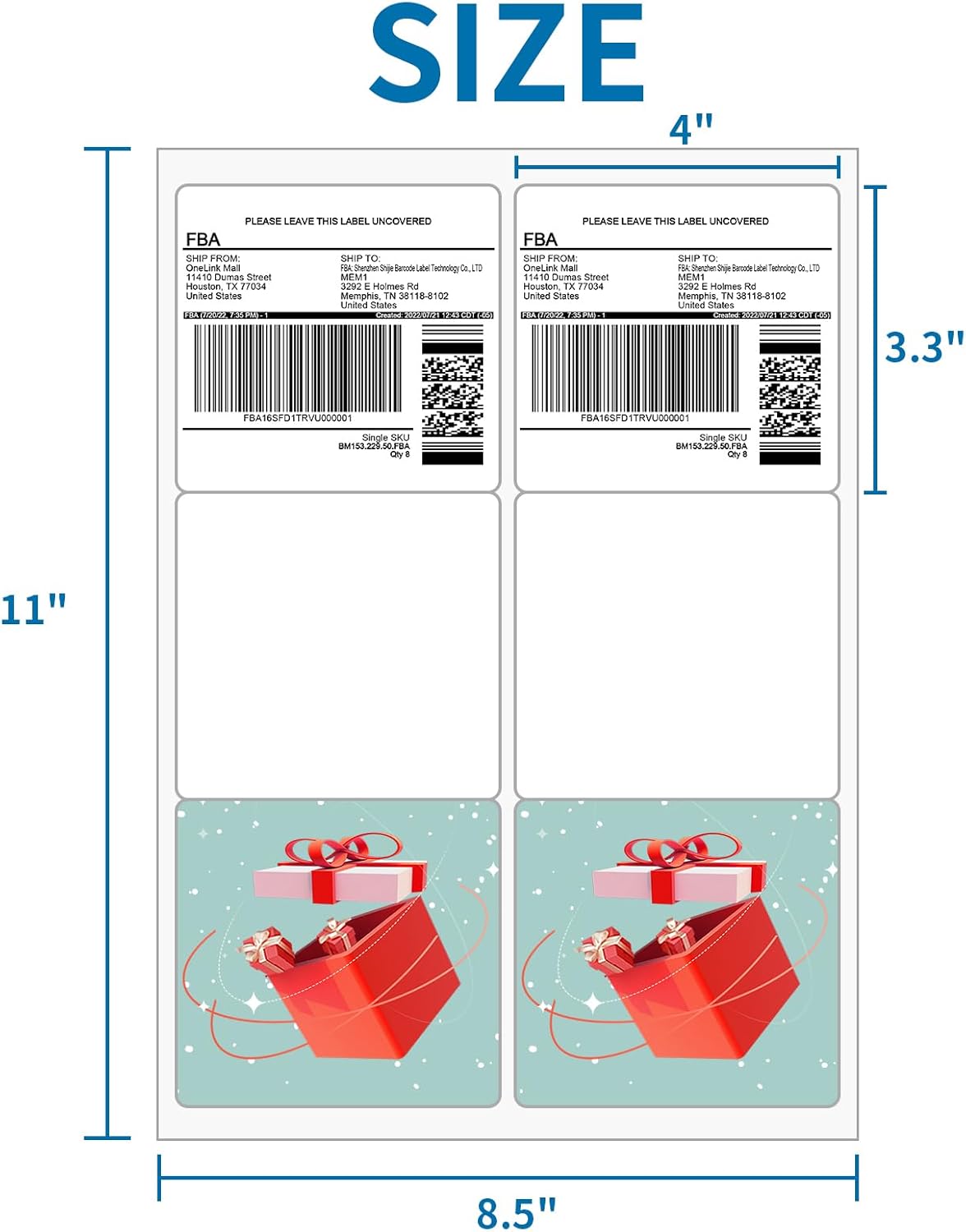[30 Sheets 180 Labels] 3.33"x4" Printable White Shipping & Address Labels for Laser/Inkjet Printers