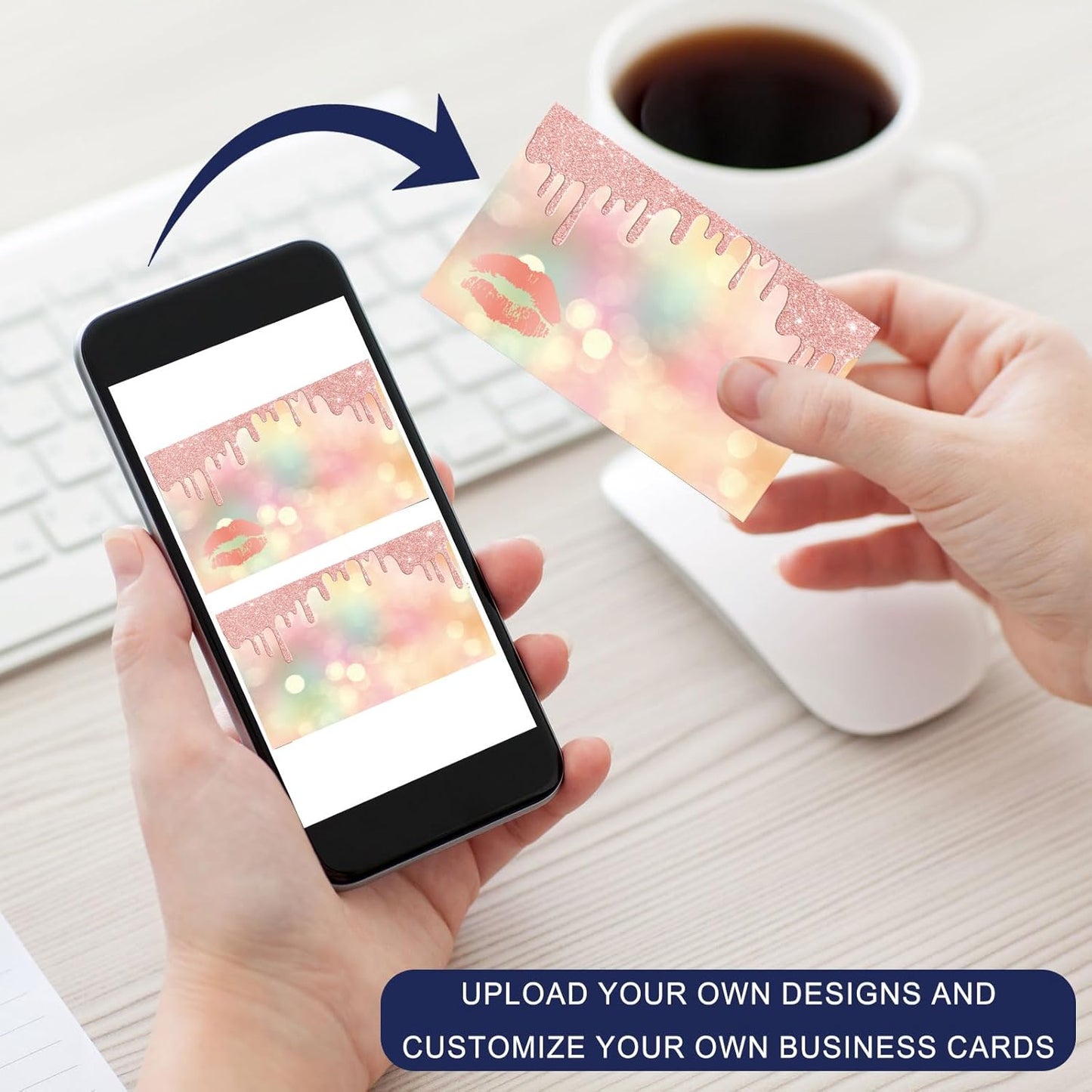 Custom Business Cards Personalized Business Cards with Photo for Small Business Customized with Logo Text 1000 500 200 100 Double Sided Printable Waterproof Business Cards-3.5" x 2",Makeup Template