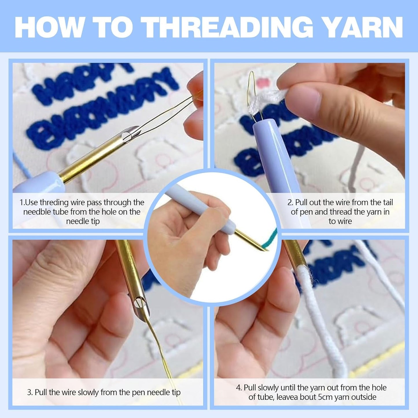 RUIQLXHANG Punch Needle Kits for Beginners, Cute Cartoon Highland Cow with Daisy Flower, Punch Needle Starter Craft Set with 20cm Hoop, Perfect for Festival Gift and Decoration (Sunflower)