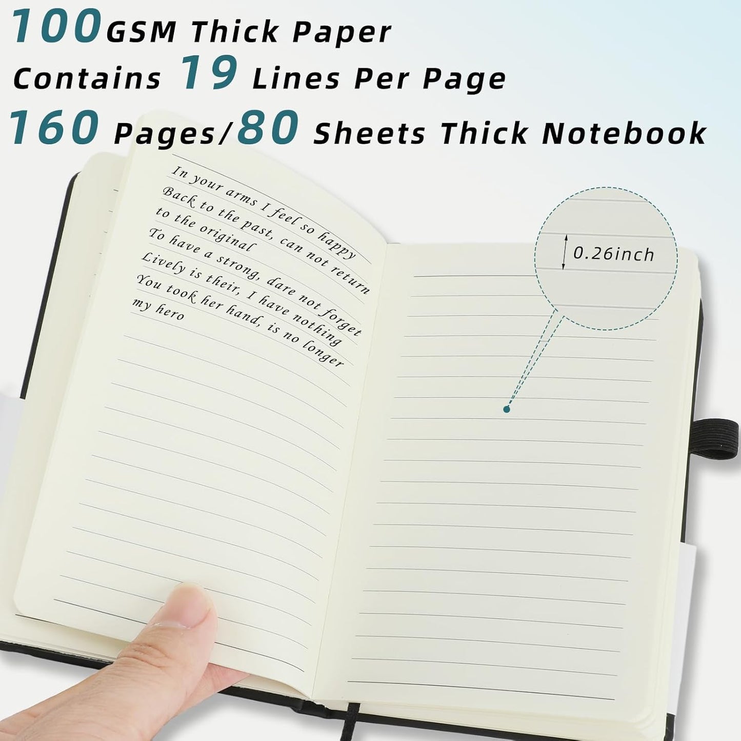Coopay 12 Pack A6 Pocket Small Notebook with 12 White Pens Bulk Classic Hardcover Leather Journal Set with Pen Holder for Men Women Writing, Office, Home, School, Business, 100GSM, 3.5” x 5.5”, Black