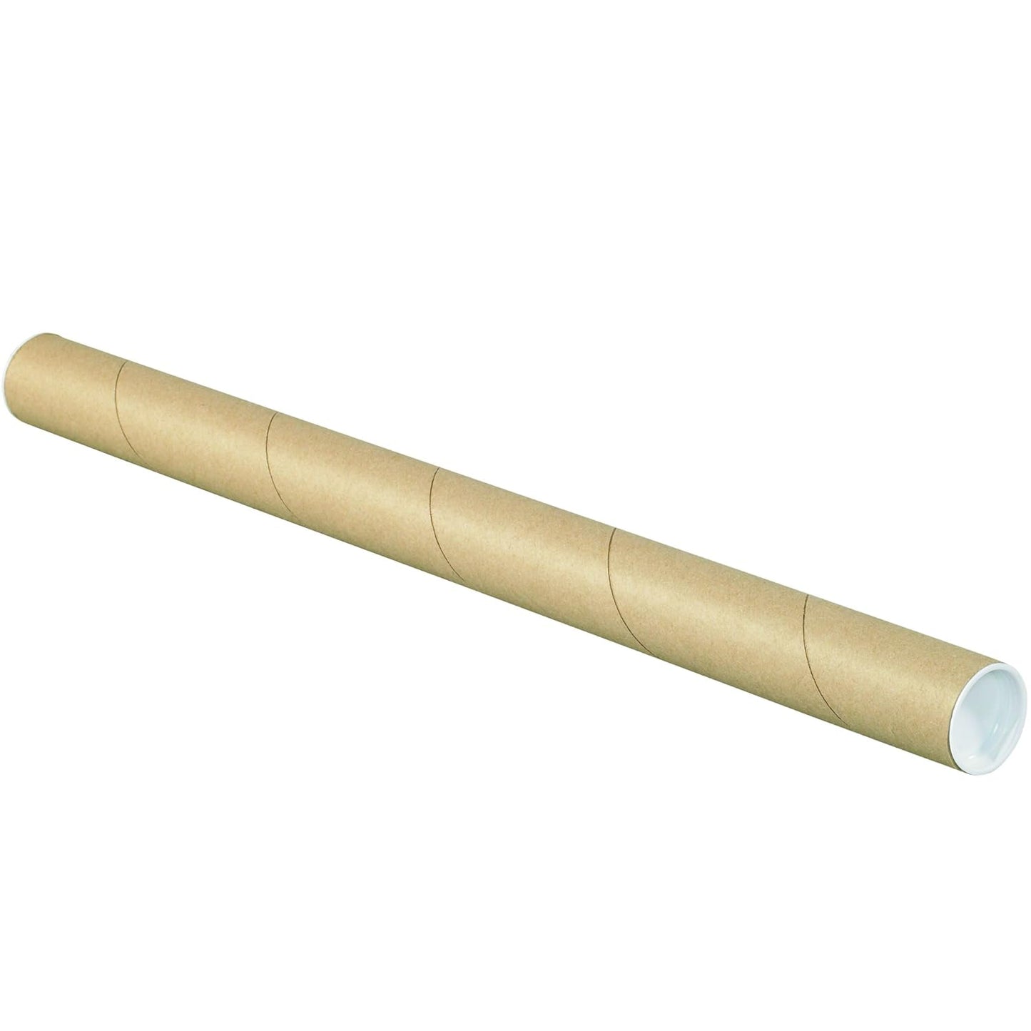 BOX USA BP1520K Mailing Tubes with Caps, 1 1/2" x 20", Kraft (Pack of 50)