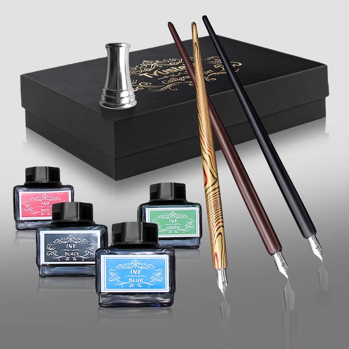 Calligraphy Set For Beginners, 3 Calligraphy Pens, 4 Ink Bottle 15ml, 20 Calligraphy Nibs, 1 Calligraphy Pen Holder, Dip Pen Set, Gift For Men, Women And Kids, Calligraphy Kit For Beginners