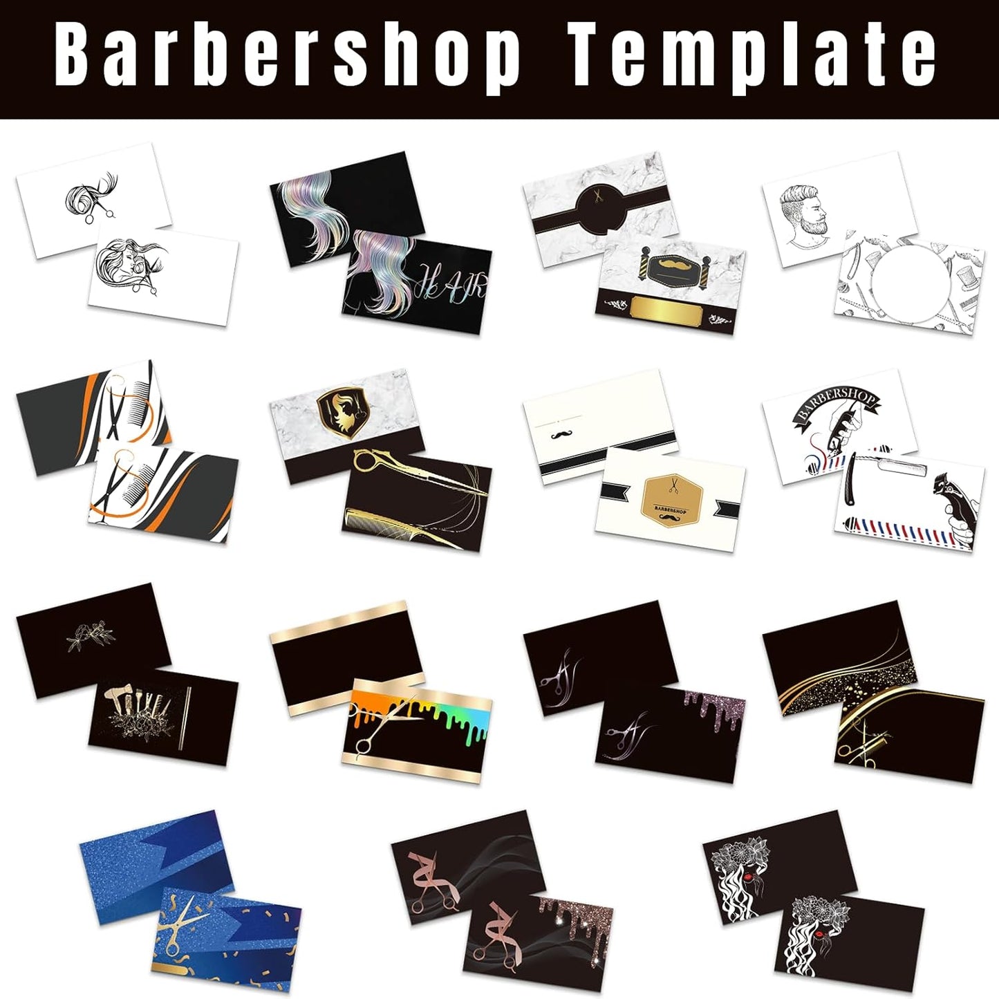 Custom Business Cards - Personalized Barbershop Templates, 1000/500/200/100 Printable Double Sided, 3.5"x2" Waterproof Business Cards