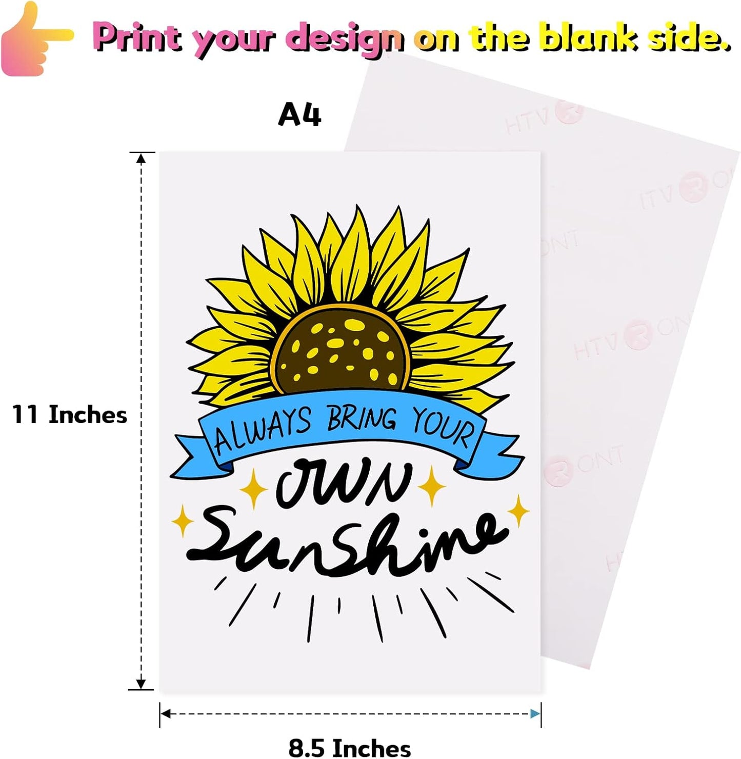 HTVRONT Iron on Transfer Paper for Light T Shirts -50 Sheets 8.5x11" Heat Transfer Paper for Inkjet & Laser Printer, Stretchable & Durable Printable Heat Transfer Vinyl, Easy to Use