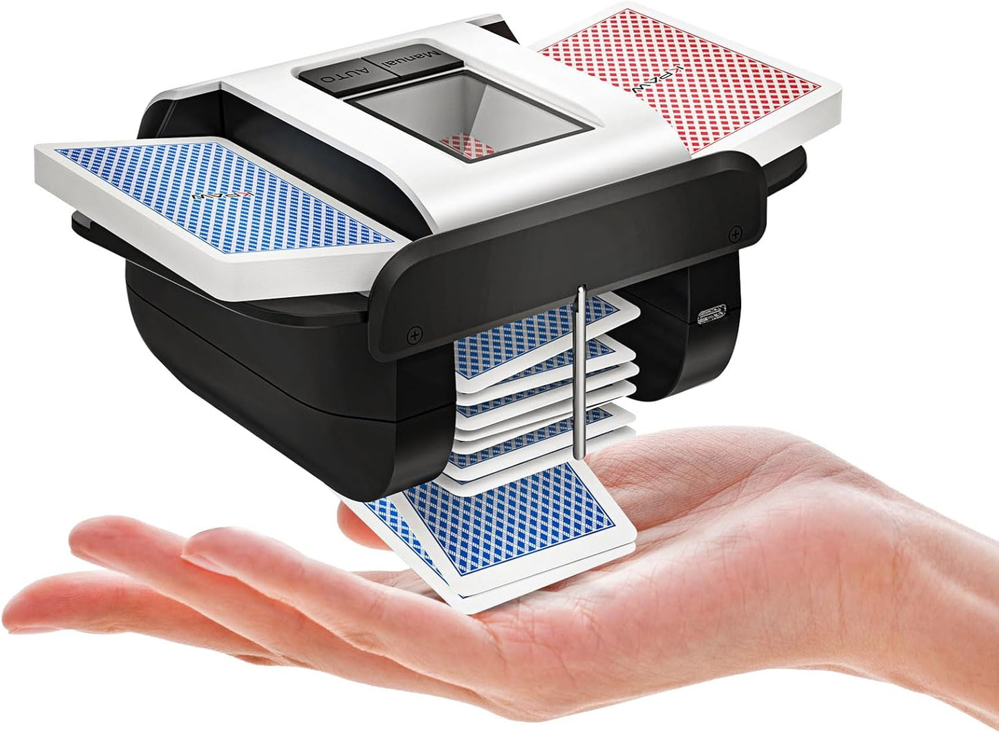 Automatic Card Shuffler Machine - 1-2 Decks Low Noise Shuffler, Rechargeable & Portable, One Press Shuffling, Automatic Card Shuffler for Texas Hold'em, Skip-Bo, Poker, UNO, Phase 10