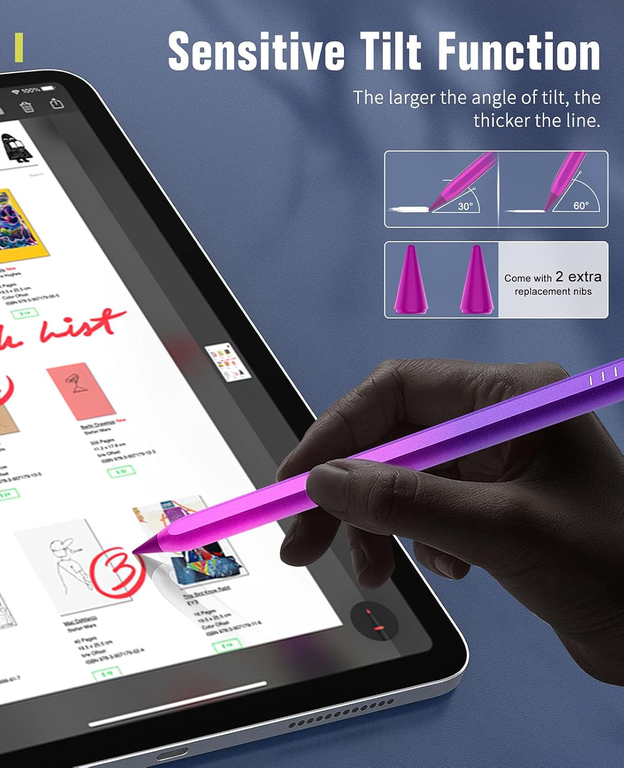 TiMOVO Stylus Pen for iPad, iPad Pencil 2nd Generation with Palm Rejection for 2018-2025 iPad 11th/10th/9th/8th/7th Gen, iPad Pro 13"/11"(M4)/12.9", iPad Air 11"/13" (M3/M2), iPad Mini 7/6th,Purple