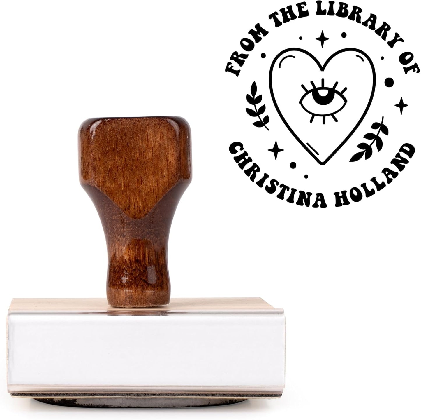 from The Library of Embossers & Stamps for Fantasy Book Readers | Custom Embosser | Custom Stamp | Ex Libris | Elevate Your Fantasy Collection of Stories and Novels (Design 7, Wood Hand Stamp)