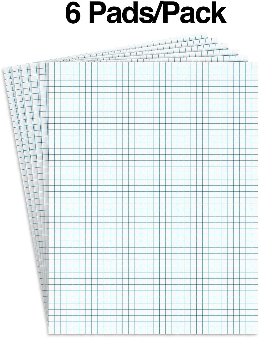 Staples 412593 Graph Pads 8.5-Inch x 11-Inch Graph White 50 Sh./Pad 6 Pads/PK