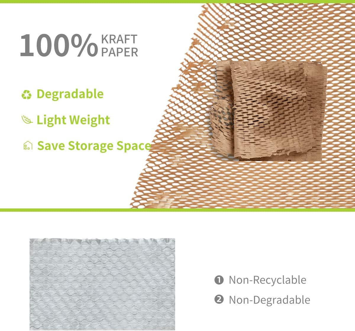 Honeycomb Packing Paper, 20" x 1500' Packing Paper Substitute Alternative for Bubble Cushioning Wrap, Recyclable and Eco-Friendly Honeycomb Paper for Moving Shipping Packaging, Products & Gifts