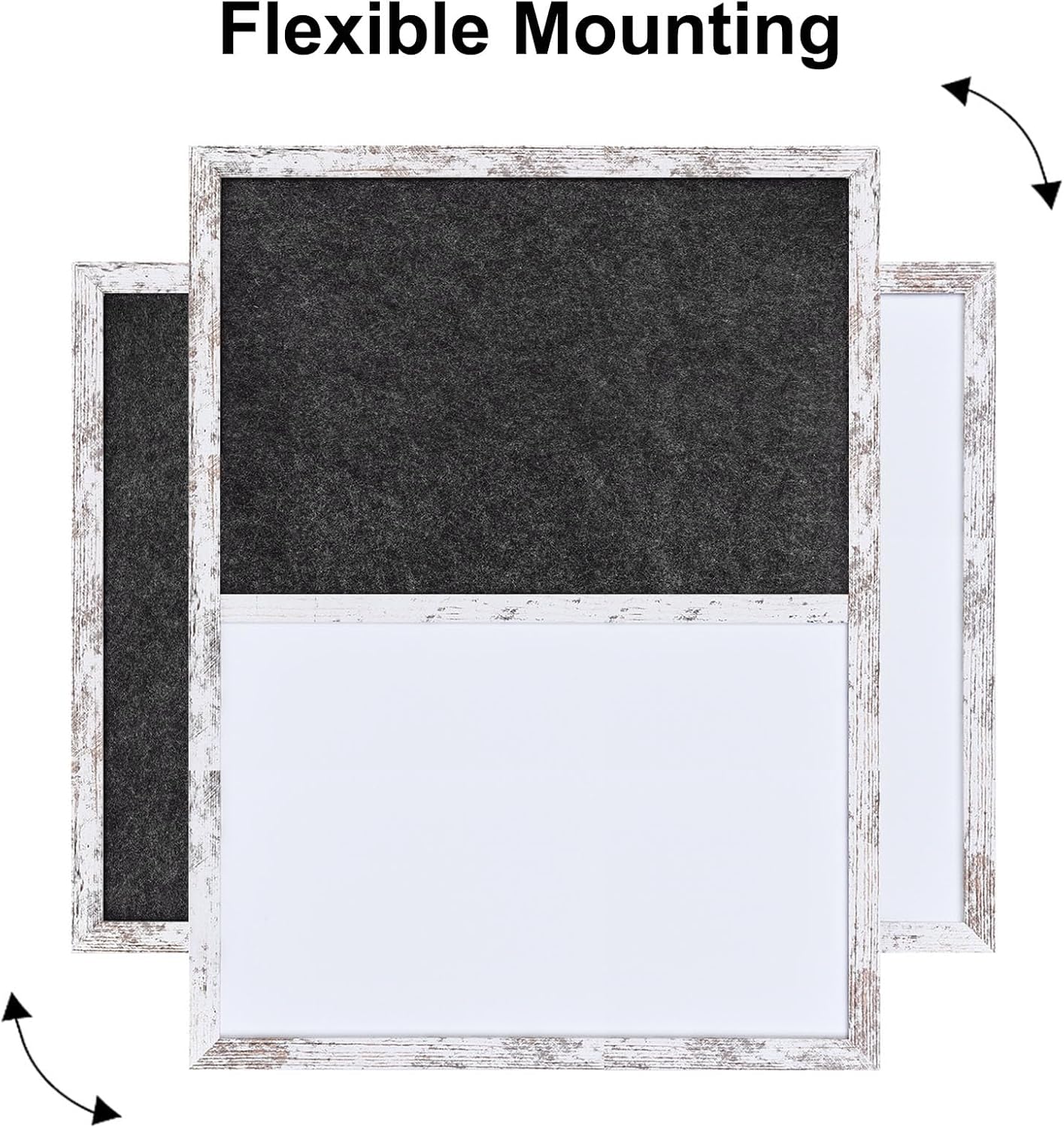 Whiteboard Bulletin Board Dark Gary Felt Board Combo for Office School Kitchen Bedroom, White Wood Frame,17.7"*23.6",Whiteboard+BK-4560WH