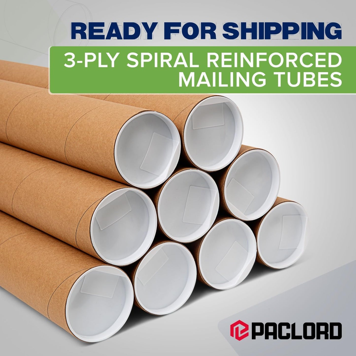 3" x 24" Reinforced Kraft Paper Mailing Tubes, Pack of 2 Tubes with 2 Caps Each – USPS Approved Poster Tube – Made in USA Cardboard Tube for Shipping and Storing Posters, Prints, Artwork, or Documents