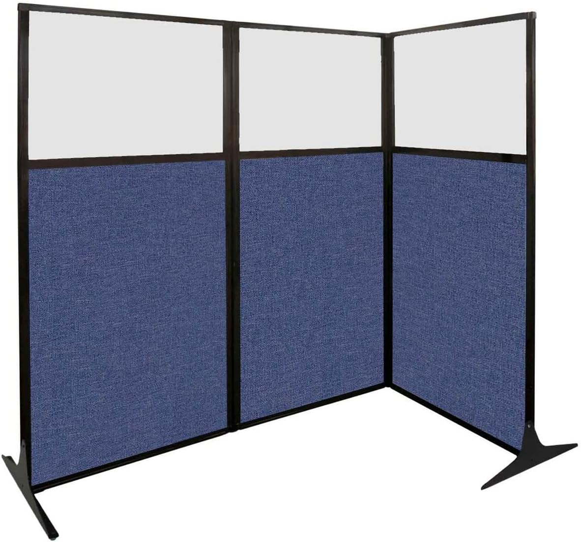 Versare Office Workstation Screen | Portable Wall Divider | Modern Cubicle | Freestanding Privacy Screen | Flexible Work Space | 1 Panel | 33" Wide x 70" Tall Blue SoundSorb Panels with Window
