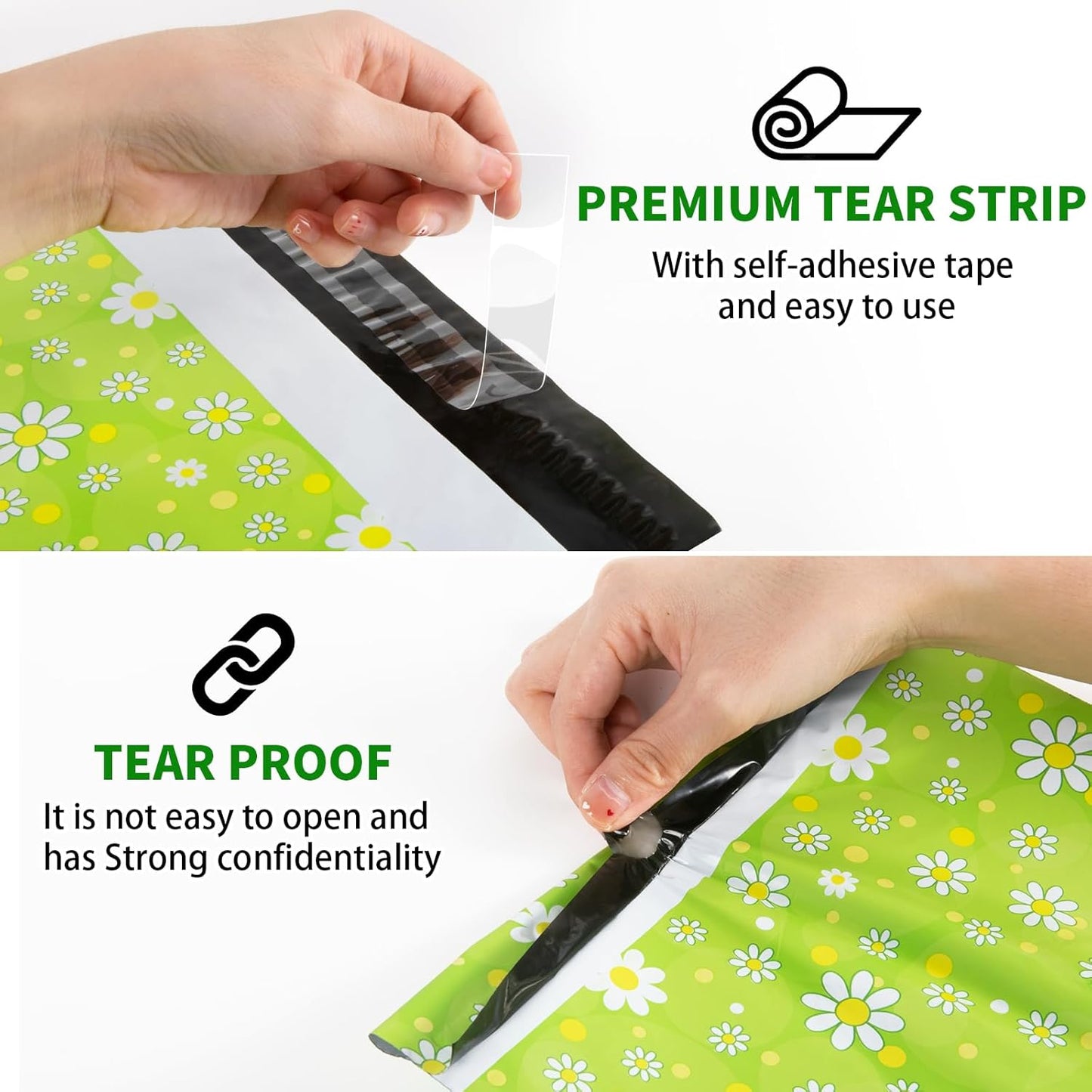 Oududianzi Poly Mailers 10X13, 100Pack Shipping Bags, Fashion Shipping Envelopes, Plastic Packaging Bags, Self-Seal Polymailers, Mailing Poly Bags for Business, Clothing (Daisy)