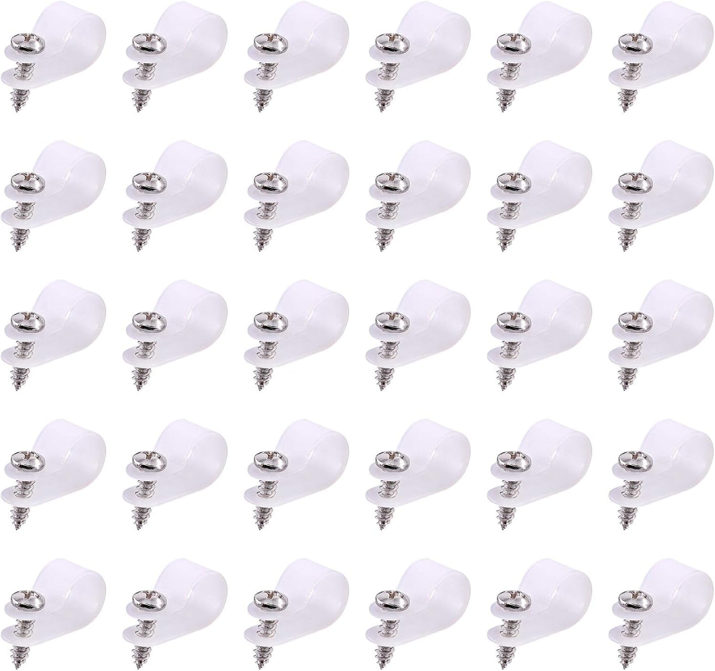 Swpeet 60 Pack White 1/2 Inch Nylon Plastic R-Type Cable Clips Clamp Kit, Nylon Screw Mounting Cord Fastener Clips with 60 Pack Screws for Wire Management (1/2 Inch, White)
