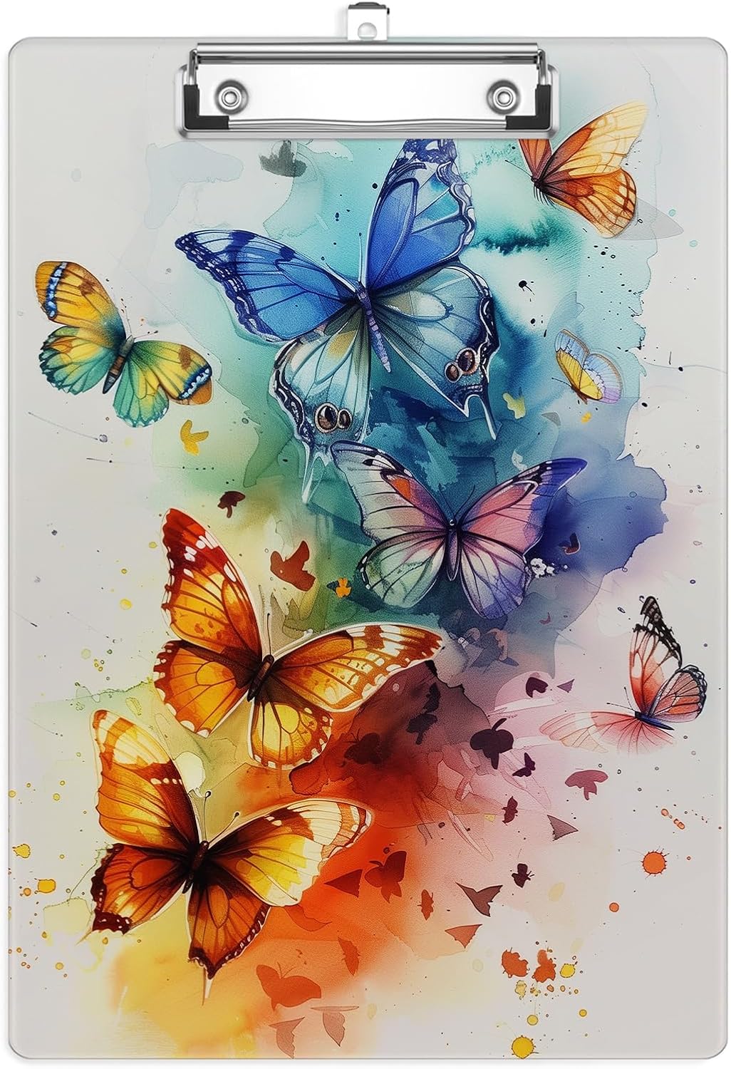 Colourful Butterfly Plastic Clipboards,Cute Fashion Clipboard Decorative 8.5" x 12.5"Standard A4 Size Clipboards,Acrylic Clipboard for Teacher,Social Worker,Students,Nurse,Office Supplies