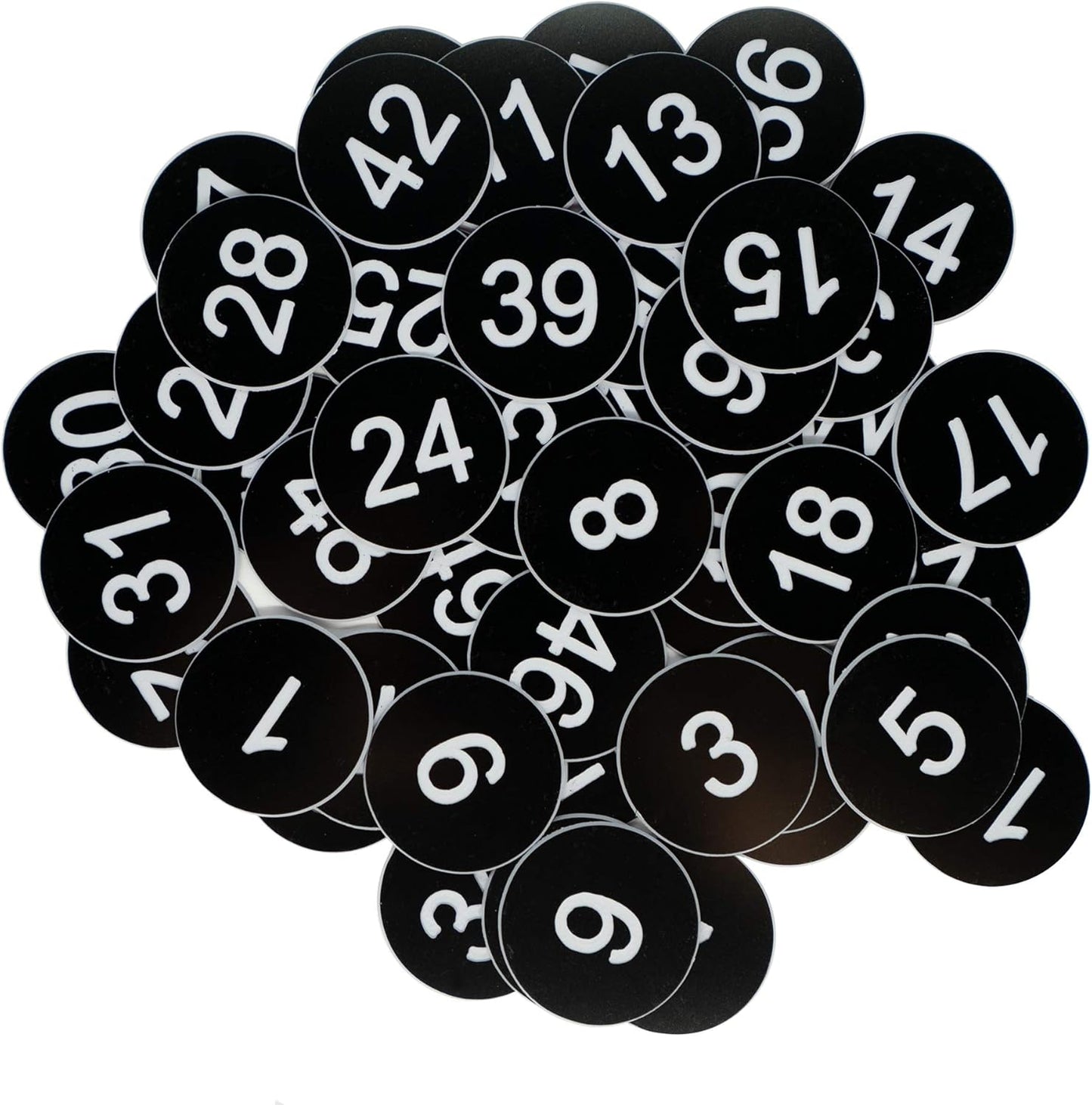 StayMax Plastic Number Tags Engraved Numbered Tags Without Hole (1-100, Black)